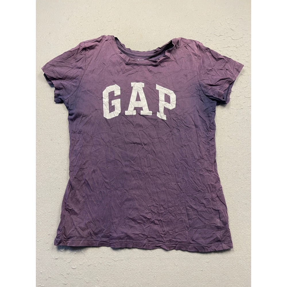 GAP T Shirt Cotton Purple White Logo Small Womens